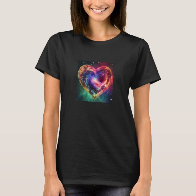 Camiseta Valentine's Day Love Heart Galaxy Girlfriend Fianc (Frente)