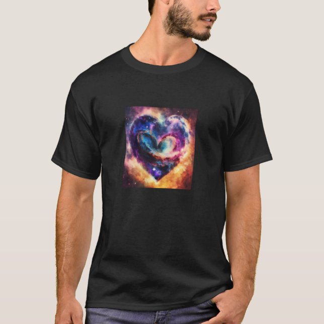 Camiseta Valentine's Day Love Heart Galaxy Girlfriend Fianc (Frente)