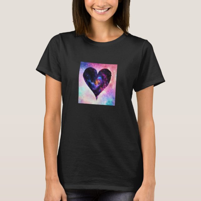 Camiseta Valentine's Day Love Heart Galaxy Girlfriend Fianc (Frente)