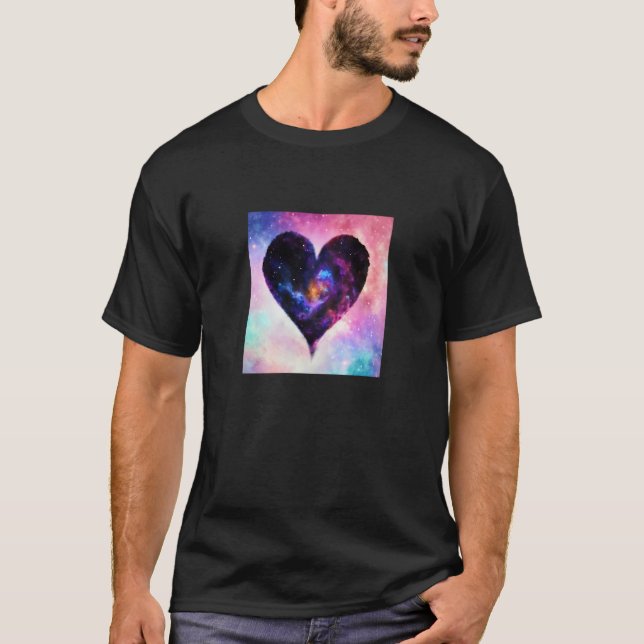Camiseta Valentine's Day Love Heart Galaxy Girlfriend Fianc (Frente)