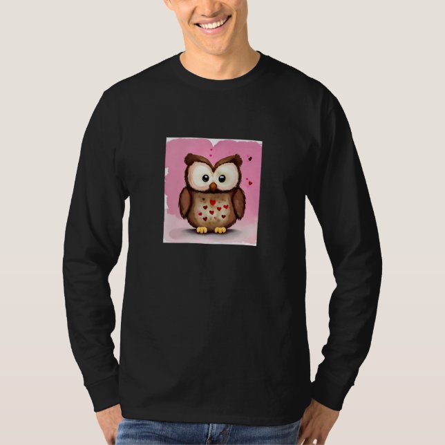 Camiseta Valentine's Day Love Heart Owl Teddy Girlfriend Fi (Frente)
