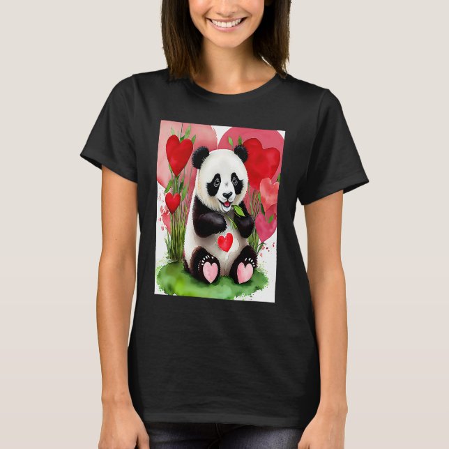 Camiseta Valentine's Day Love Heart Panda Girlfriend Fiancé (Frente)