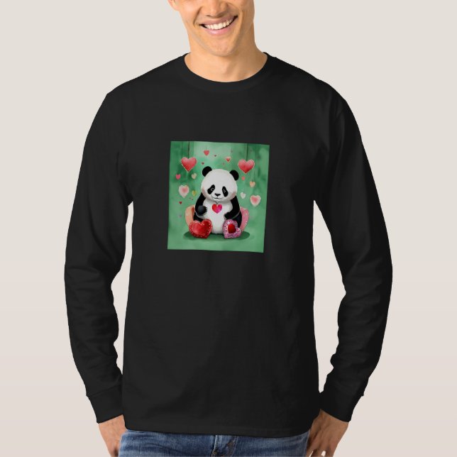 Camiseta Valentine's Day Love Heart Panda Girlfriend Fiancé (Frente)