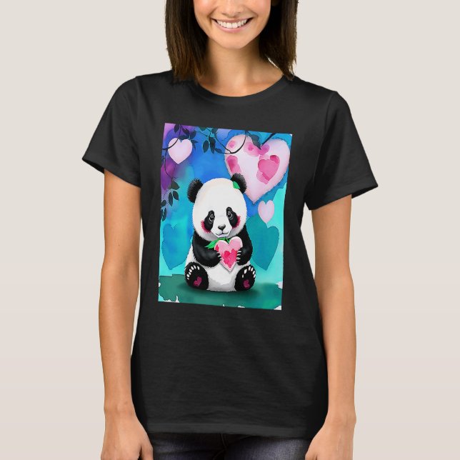 Camiseta Valentine's Day Love Heart Panda Girlfriend Fiancé (Frente)