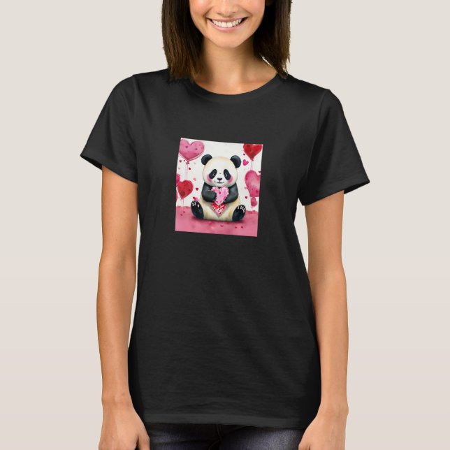 Camiseta Valentine's Day Love Heart Panda Girlfriend Fiancé (Frente)