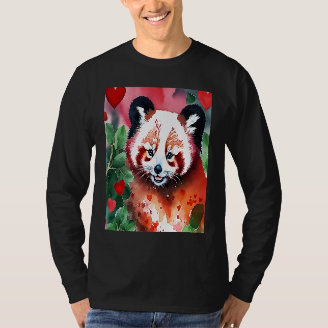 Camiseta Valentine's Day Love Heart Red Panda Girlfriend Fi (Frente)