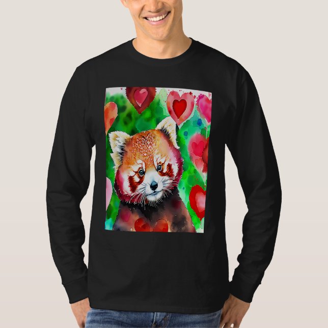 Camiseta Valentine's Day Love Heart Red Panda Girlfriend Fi (Frente)