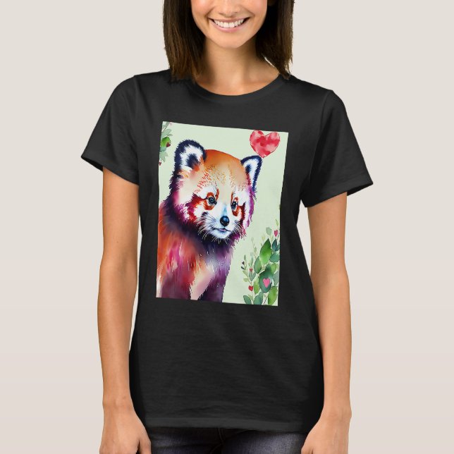Camiseta Valentine's Day Love Heart Red Panda Girlfriend Fi (Frente)