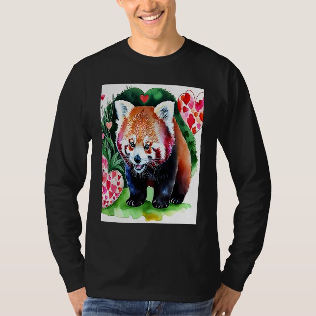 Camiseta Valentine's Day Love Heart Red Panda Girlfriend Fi (Frente)