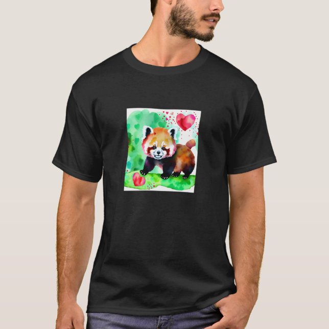 Camiseta Valentine's Day Love Heart Red Panda Girlfriend Fi (Frente)