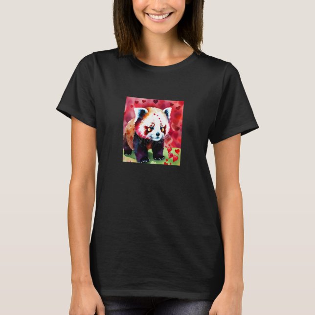 Camiseta Valentine's Day Love Heart Red Panda Girlfriend Fi (Frente)