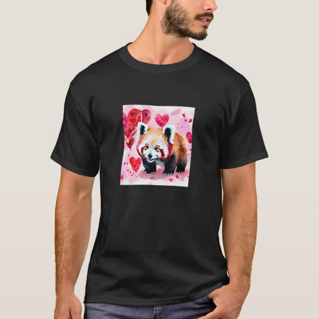 Camiseta Valentine's Day Love Heart Red Panda Girlfriend Fi (Frente)
