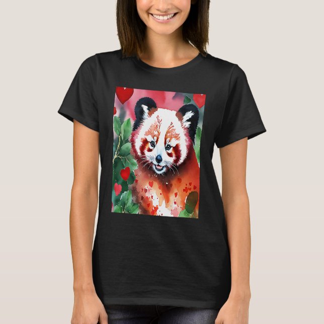 Camiseta Valentine's Day Love Heart Red Panda Girlfriend Fi (Frente)