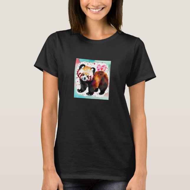 Camiseta Valentine's Day Love Heart Red Panda Girlfriend Fi (Frente)