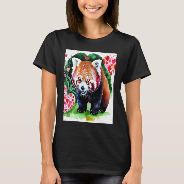 Camiseta Valentine's Day Love Heart Red Panda Girlfriend Fi (Frente)
