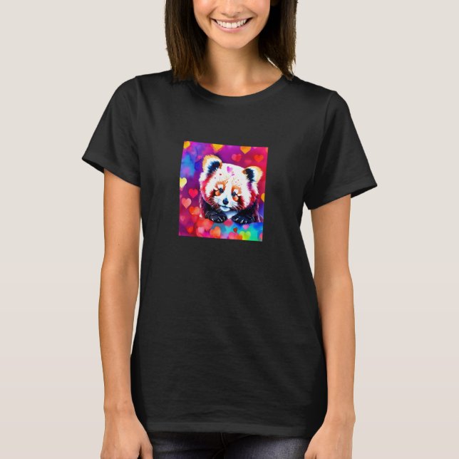 Camiseta Valentine's Day Love Heart Red Panda Girlfriend Fi (Frente)