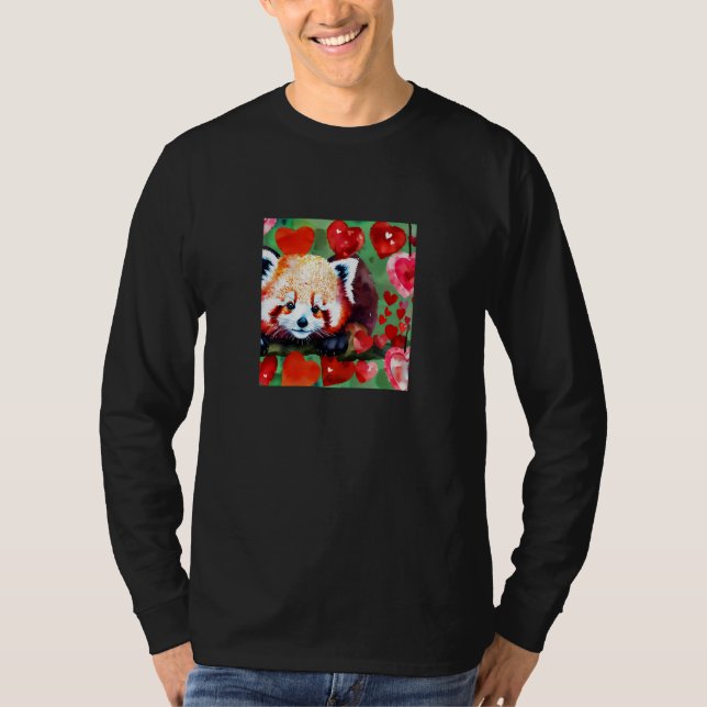 Camiseta Valentine's Day Love Heart Red Panda Girlfriend Fi (Frente)