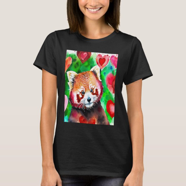 Camiseta Valentine's Day Love Heart Red Panda Girlfriend Fi (Frente)