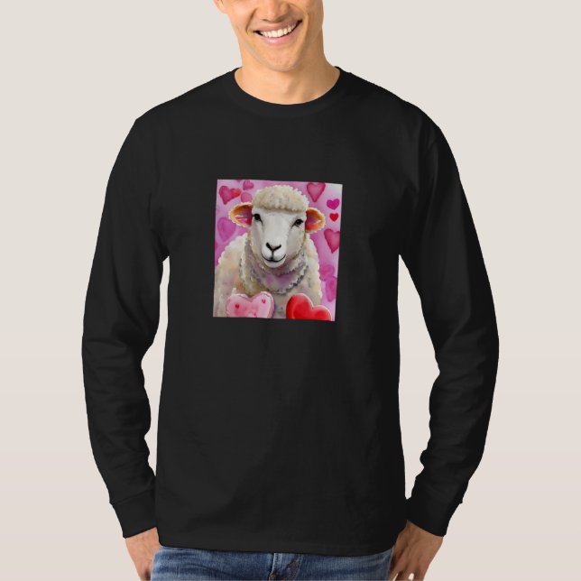 Camiseta Valentine's Day Love Heart Sheep Girlfriend Fiancé (Frente)