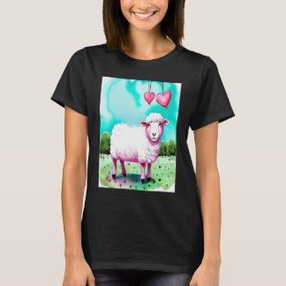 Camiseta Valentine's Day Love Heart Sheep Girlfriend Fiancé