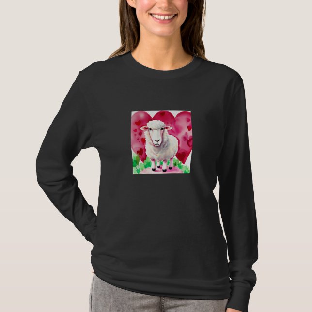Camiseta Valentine's Day Love Heart Sheep Girlfriend Fiancé (Frente)
