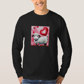 Camiseta Valentine's Day Love Heart Sheep Girlfriend Fiancé