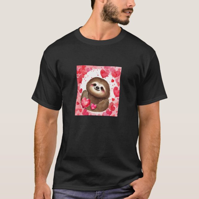 Camiseta Valentine's Day Love Heart Sloth Girlfriend Fiancé (Frente)