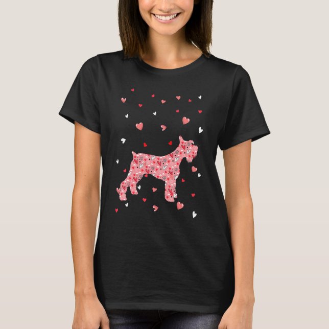 Camiseta Valentines Day Love Hearts Schnauzer Dog Puppy Lov (Frente)