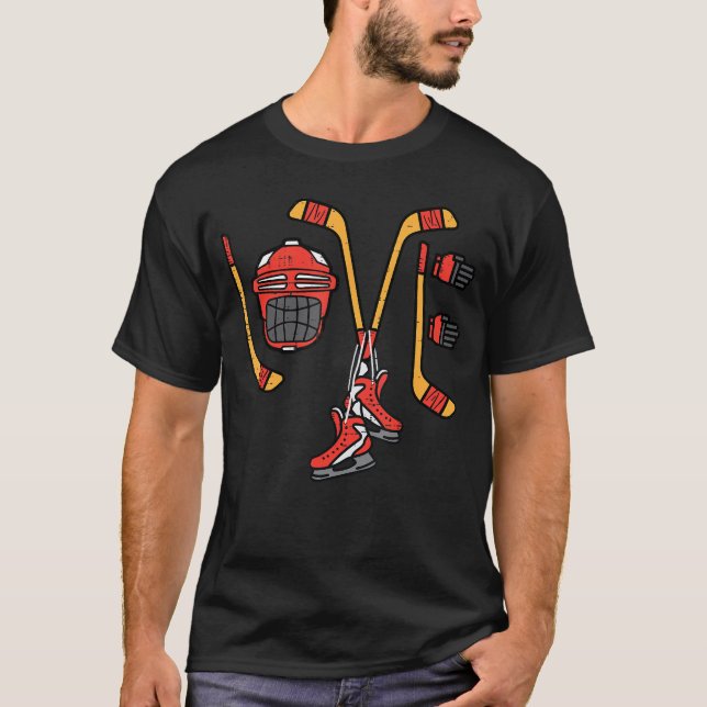 Camiseta Valentines Day Love Ice Hockey Sports Goalie Men B (Frente)