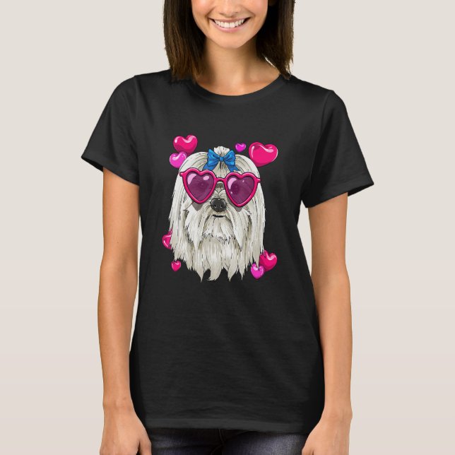 Camiseta Valentines Day Maltese Heart Couples Maltese Dog (Frente)