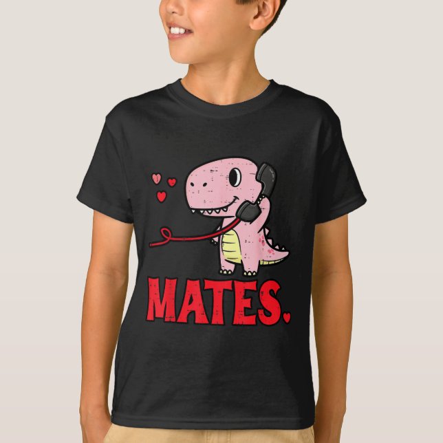 Camiseta Valentines Day Matching Soulmates Mates Dino Coupl (Frente)