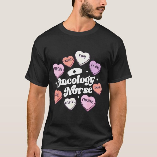 Camiseta Valentines Day Oncology Nurse Cancer Suprt Groovy  (Frente)
