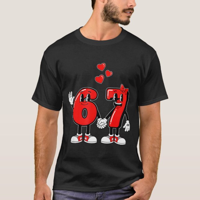 Camiseta Valentine's Day Six Seven Hearts 6 7 Meme Gen Alph (Frente)