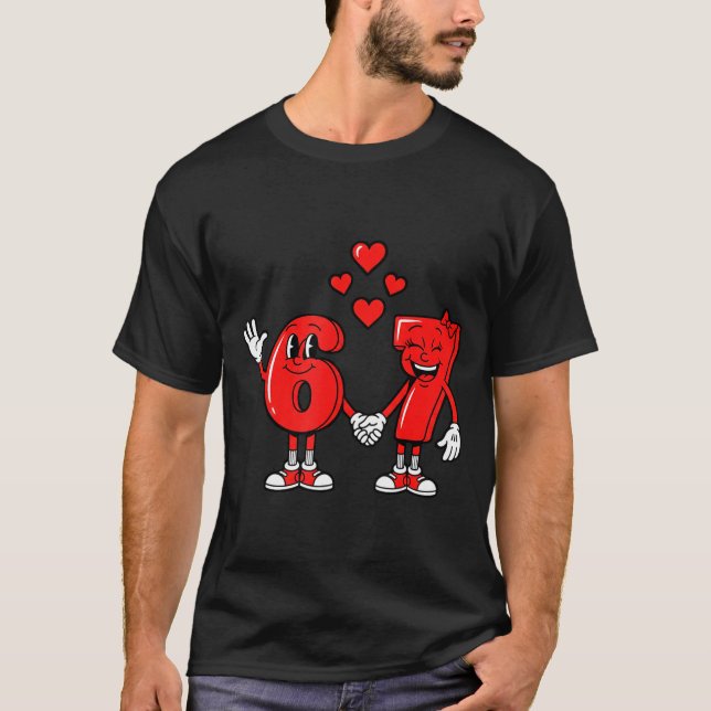 Camiseta Valentine's Day Six Seven Hearts 6 7 Meme Gen Alph (Frente)