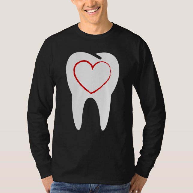 Camiseta Valentines Day Tooth Heart Cute Teeth Dental Denti (Frente)