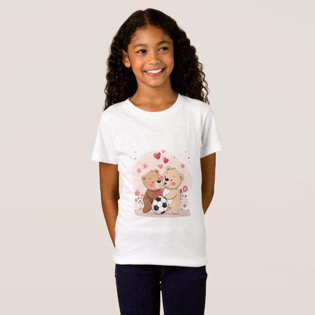 Camiseta Valentine's Day with Bears in Love and Soccer (Frente Completa)