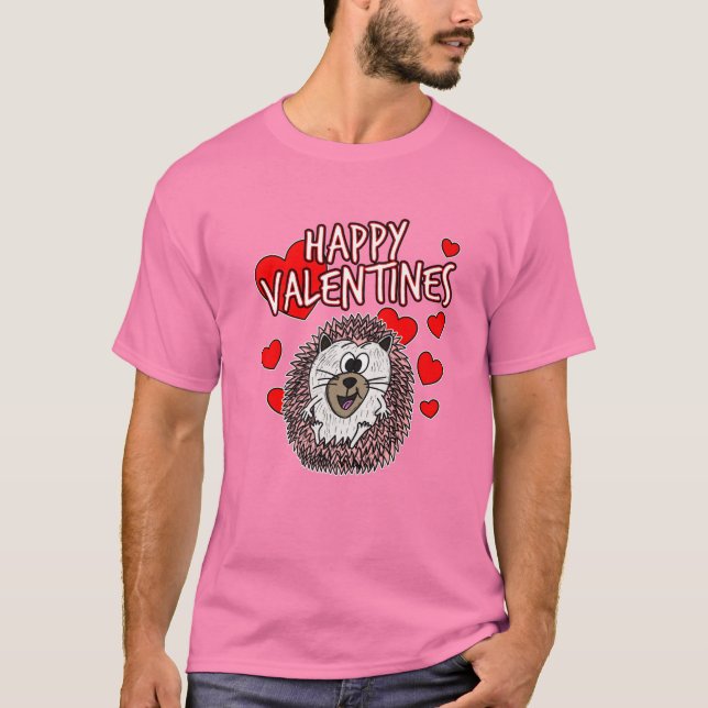 Camiseta Valentines Hedgehog Wildlife Nature Animal Lover (Frente)