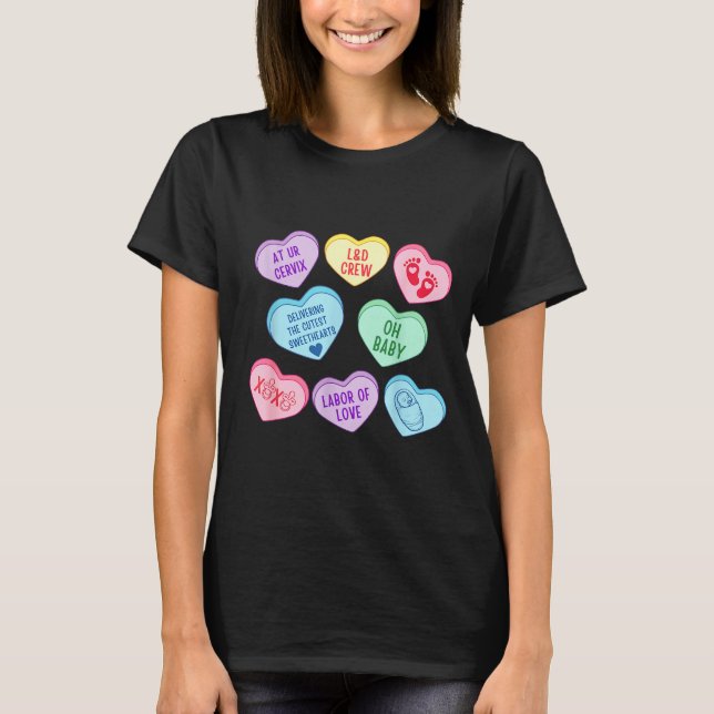 Camiseta Valentines Labor And Delivery Nurse Heart Candy La (Frente)
