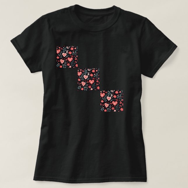 Camiseta Valentine's t-shirt with heart flowers (Frente do Design)