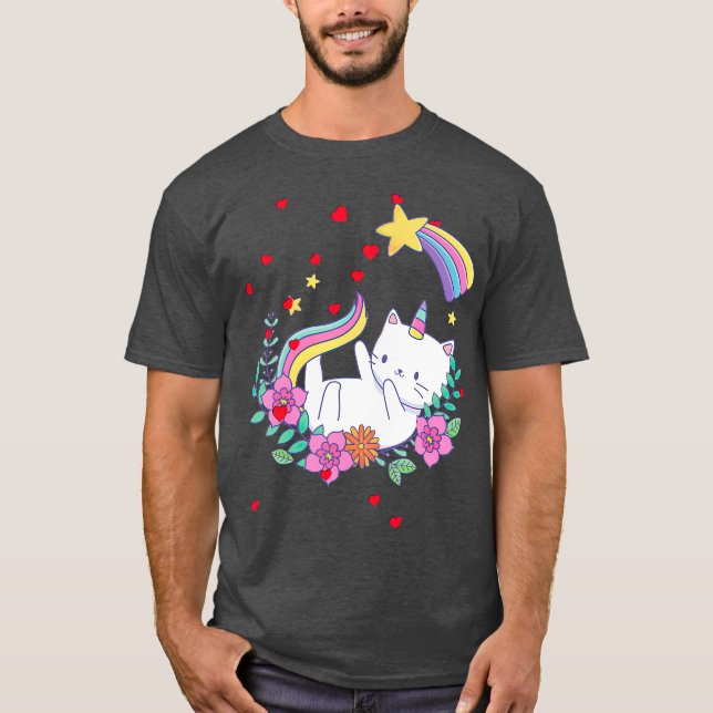 Camiseta Valentines Unicorn Cat Kittycorn (Frente)