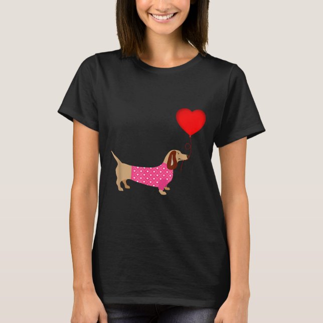 Camiseta Valentines Weiner Daschund Doxie In Dog Dress  (Frente)