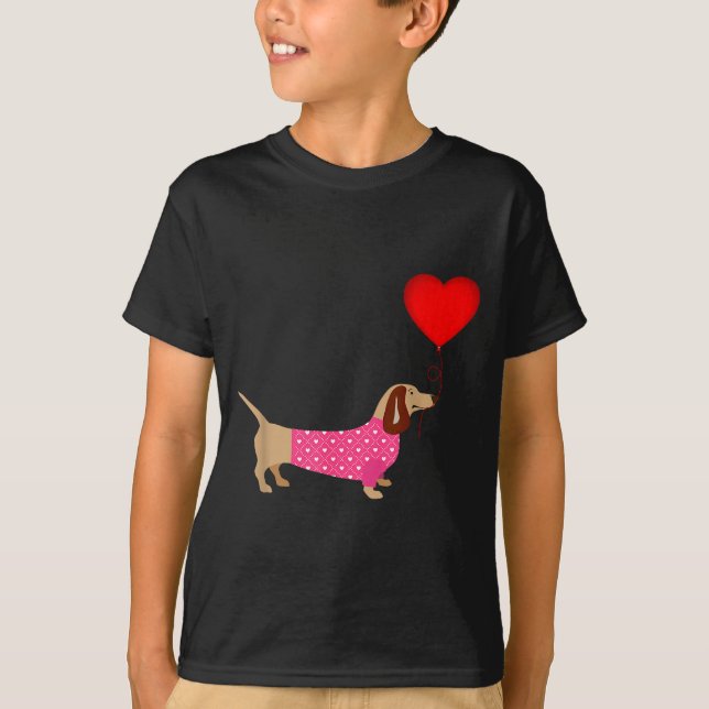 Camiseta Valentines Weiner Daschund Doxie In Dog Dress  (Frente)