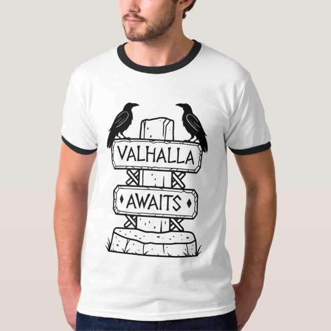 Camiseta "Valhalla Await" Norse Mythology (Frente)