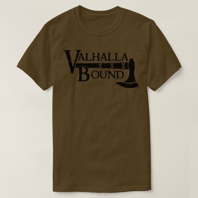 Camiseta Valhalla Bound Viking Ax 2 (Frente do Design)