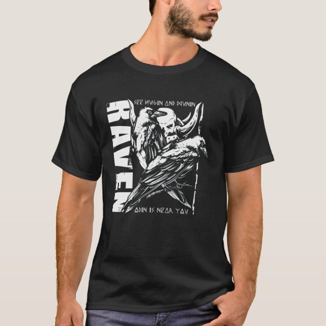 Camiseta Valhalla Raven Ravens Odin s Runes Norse Compass V (Frente)