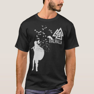 Camiseta Valhalla Viking Warrior Rune Birds Raven Crow ang
