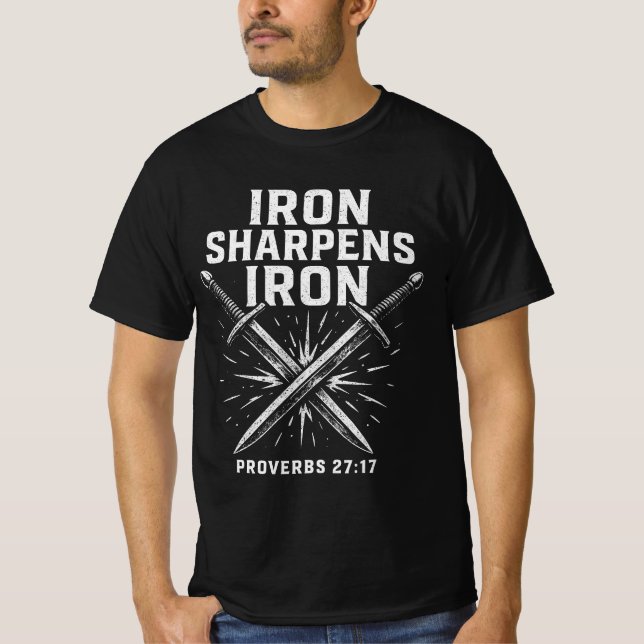 Camiseta Valor de Ferro Afia Ferro Provérbios 27:1 (Frente)