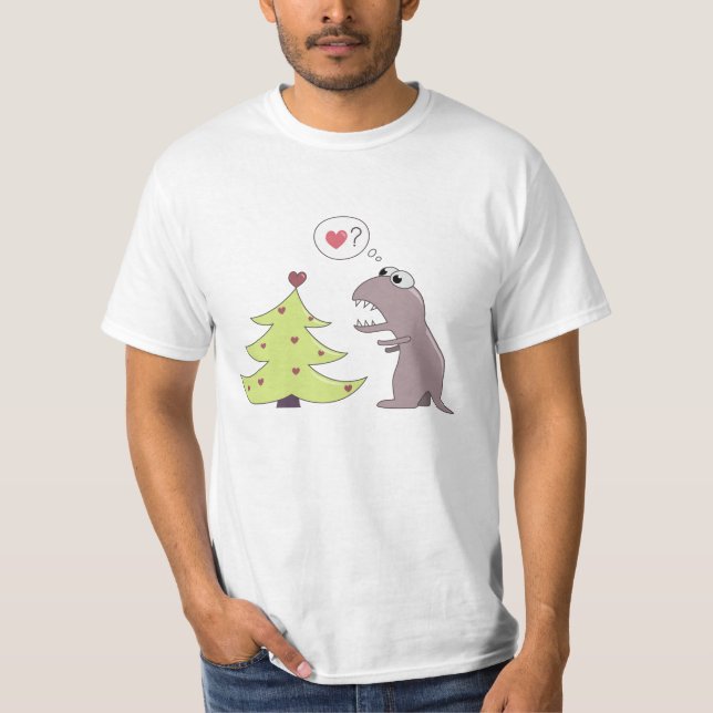 Camiseta Valor engraçado da árvore do dinossauro e de Natal (Frente)