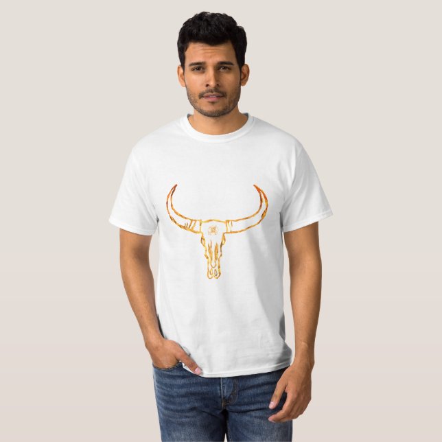 Camiseta Valor Ouro Caveira de Touro (Frente Completa)