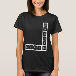 Camiseta Valores de Abertura Ícones Oficiais da Câmera Foto
